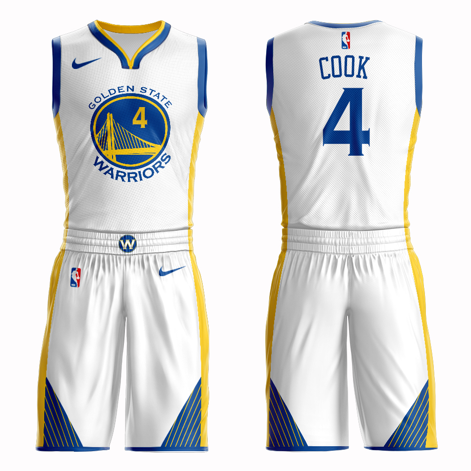 Men 2019 NBA Nike Golden State Warriors 4 Cook white Customized jersey